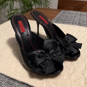 Dolce & Gabbana Black Patent Bow Strapless Heels